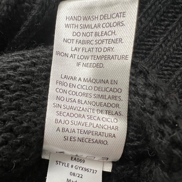 Wildfox Sweater L Black Relaxed Fit Crewneck Pull Over Chain Fringe Wool Blend - Picture 11 of 12